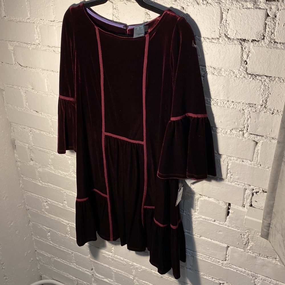 Wine colored velvet boho dress